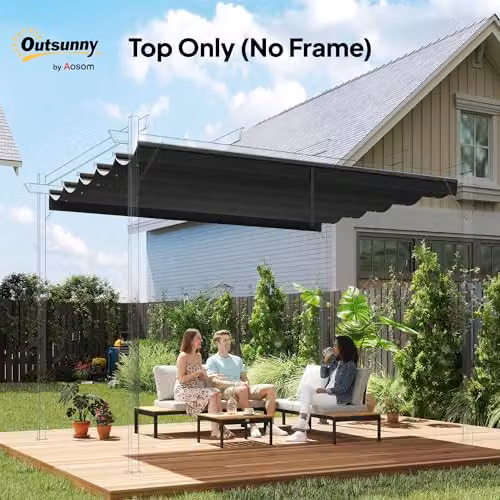 Outsunny Grey Polyester Retractable Pergola Shade Cover Replacement – 2