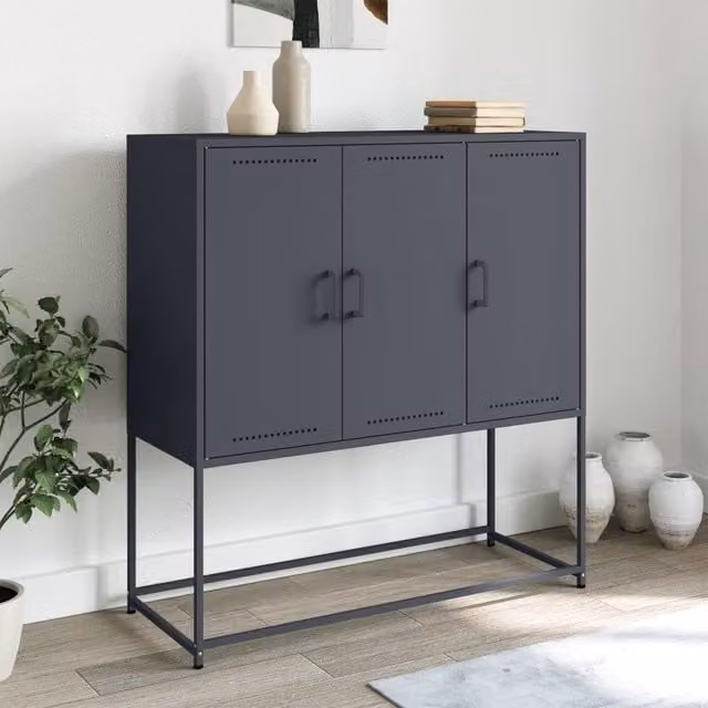 Berkfield Home Anthracite Industrial Steel Highboard W/D/H: 100.5 x 39 x 107 cm – 1