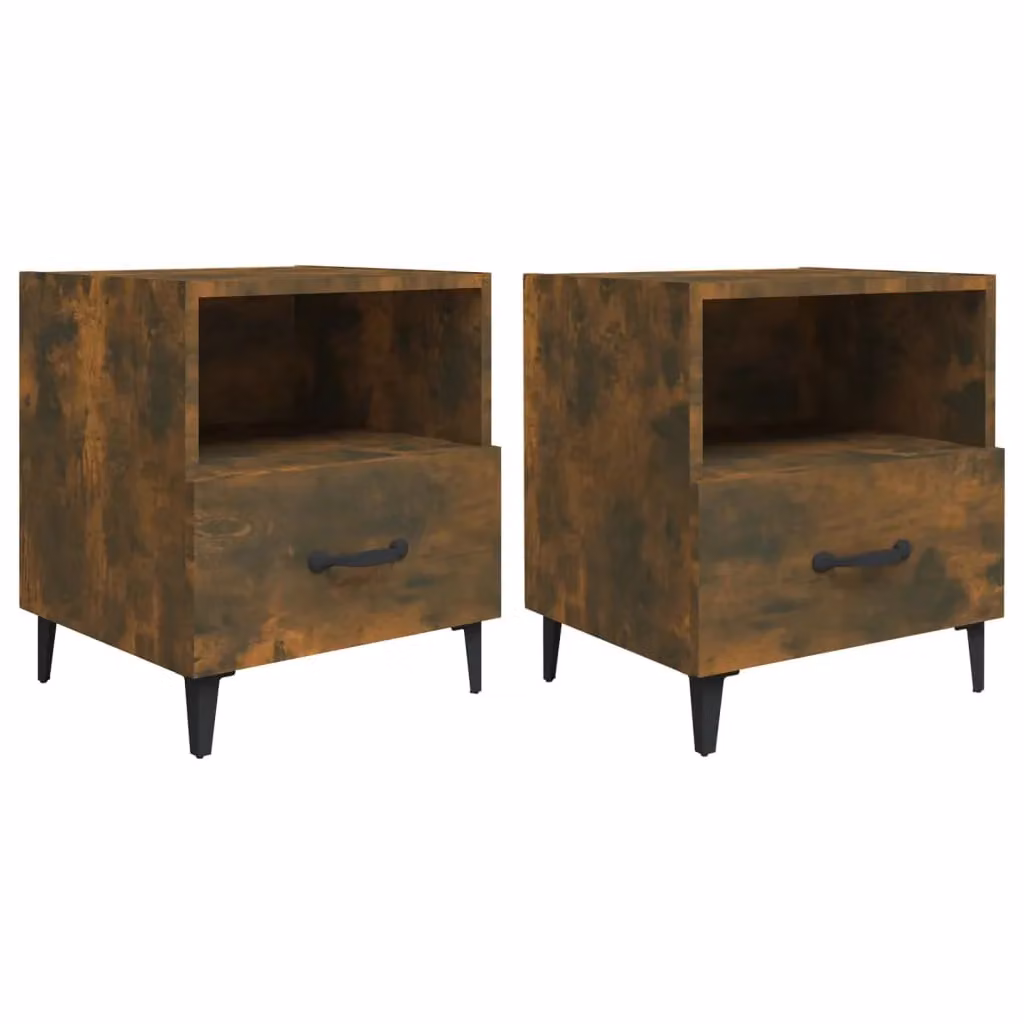 Berkfield Home Set of 2 Smoked Oak Bedside Cabinets in Brown – 2