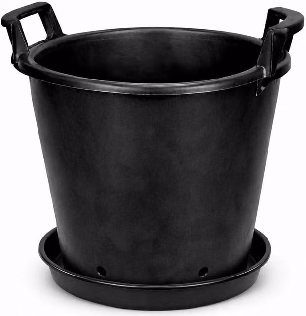 SPETLEK Set of 5 Large Black Plant Pots with Saucers, 30L Capacity