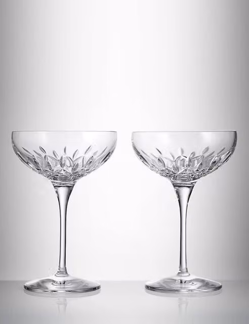 Waterford Lismore Essence Set of 2 Transparent Crystal Cocktail Coupe Glasses