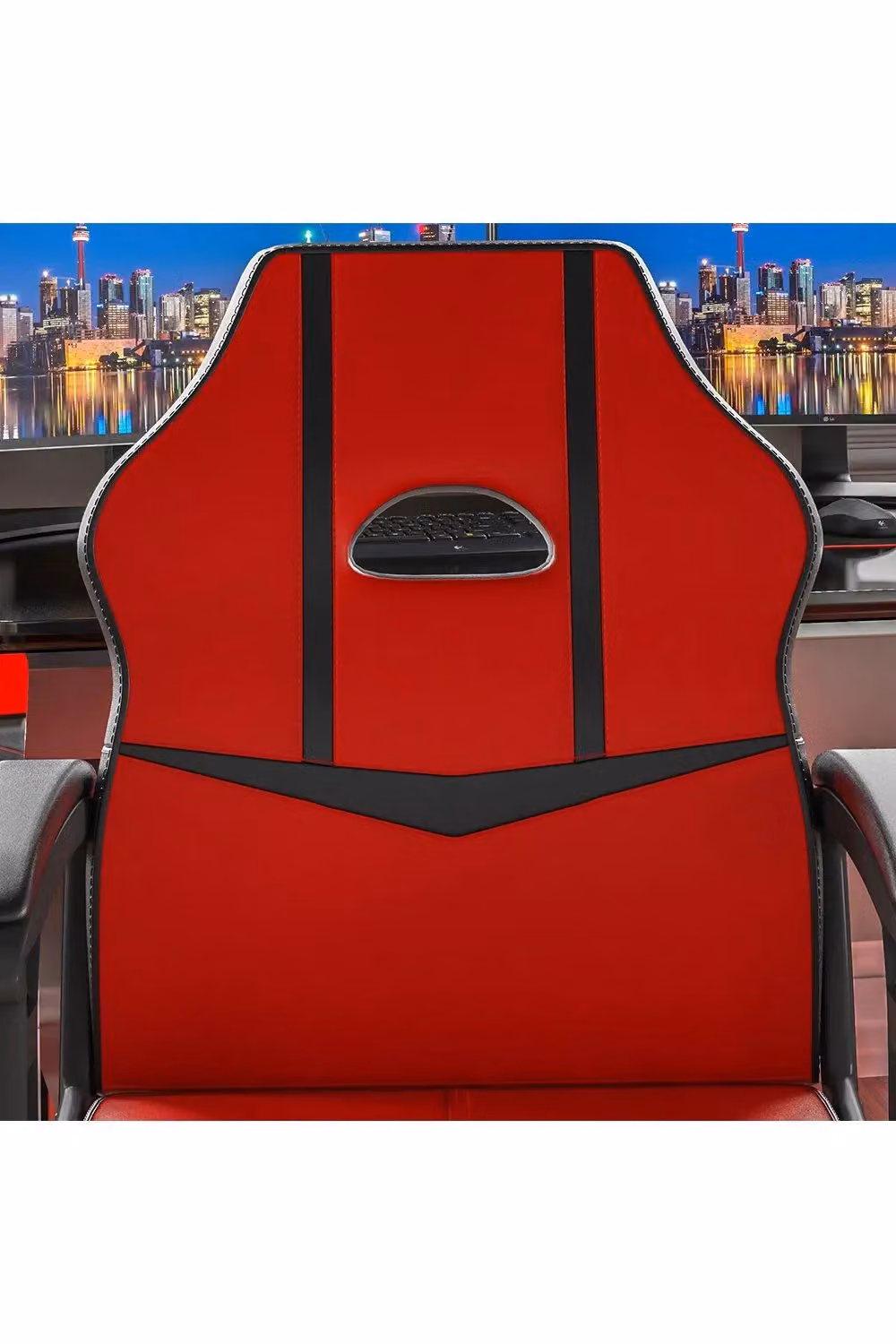 Vida Designs Comet Red Fabric Gaming and Office Chair with Armrests – 3