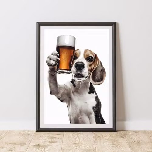 60 Second Makeover Funny Beagle Drinking Beer Paper Poster, A3