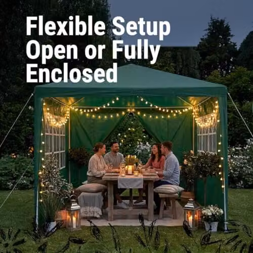Gr8 Garden Green Gazebo Tent with Removable Sides, W: 300 cm, D: 300 cm, H: 245 cm – 4