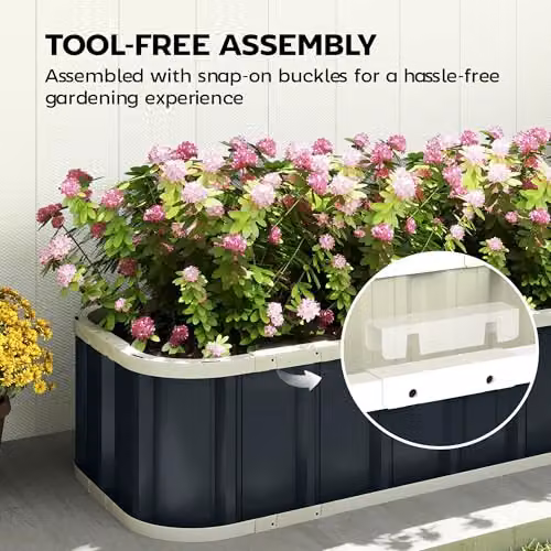 Outsunny Galvanised Steel Raised Garden Bed in Grey – 4