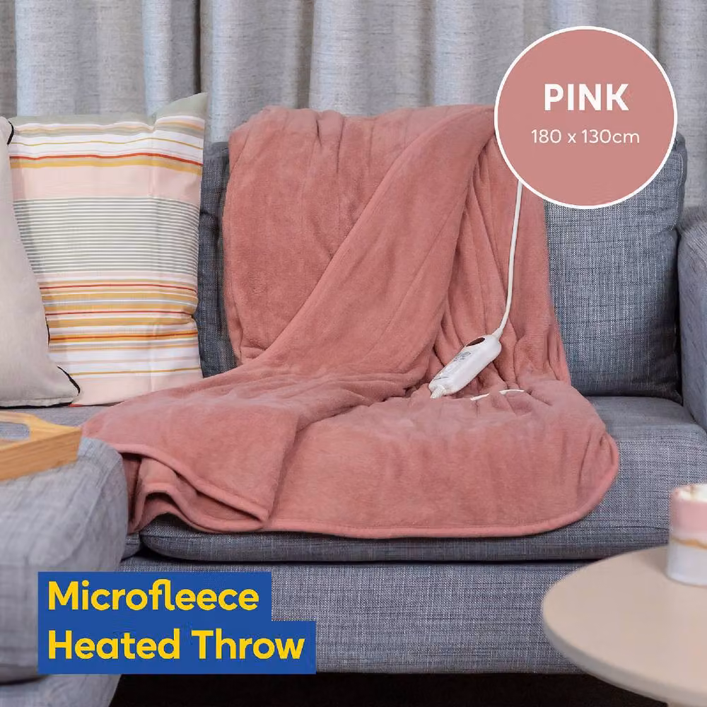 Russell Hobbs Pink Microfleece Electric Heated Throw W/D/H: 180 x 130 cm – 2