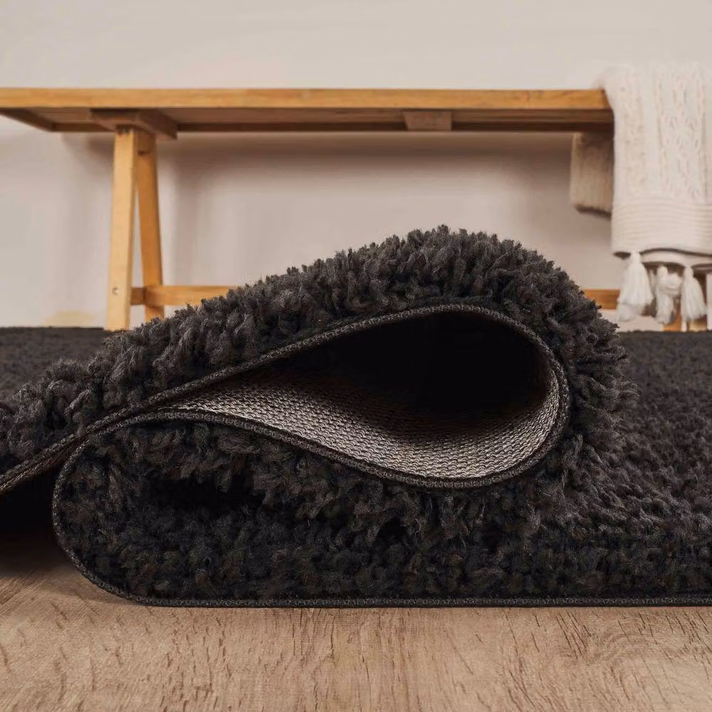 Desire Rugs Ainsley Modern Plain Shaggy Area Rug in Black, W/D/H: 60 x 220 x 1 cm – 3