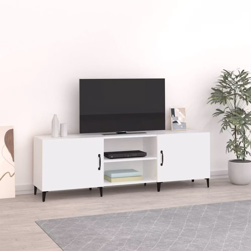Berkfield Home Classic TV Cabinet in White, W/D/H: 150 x 30 x 50 cm – 2