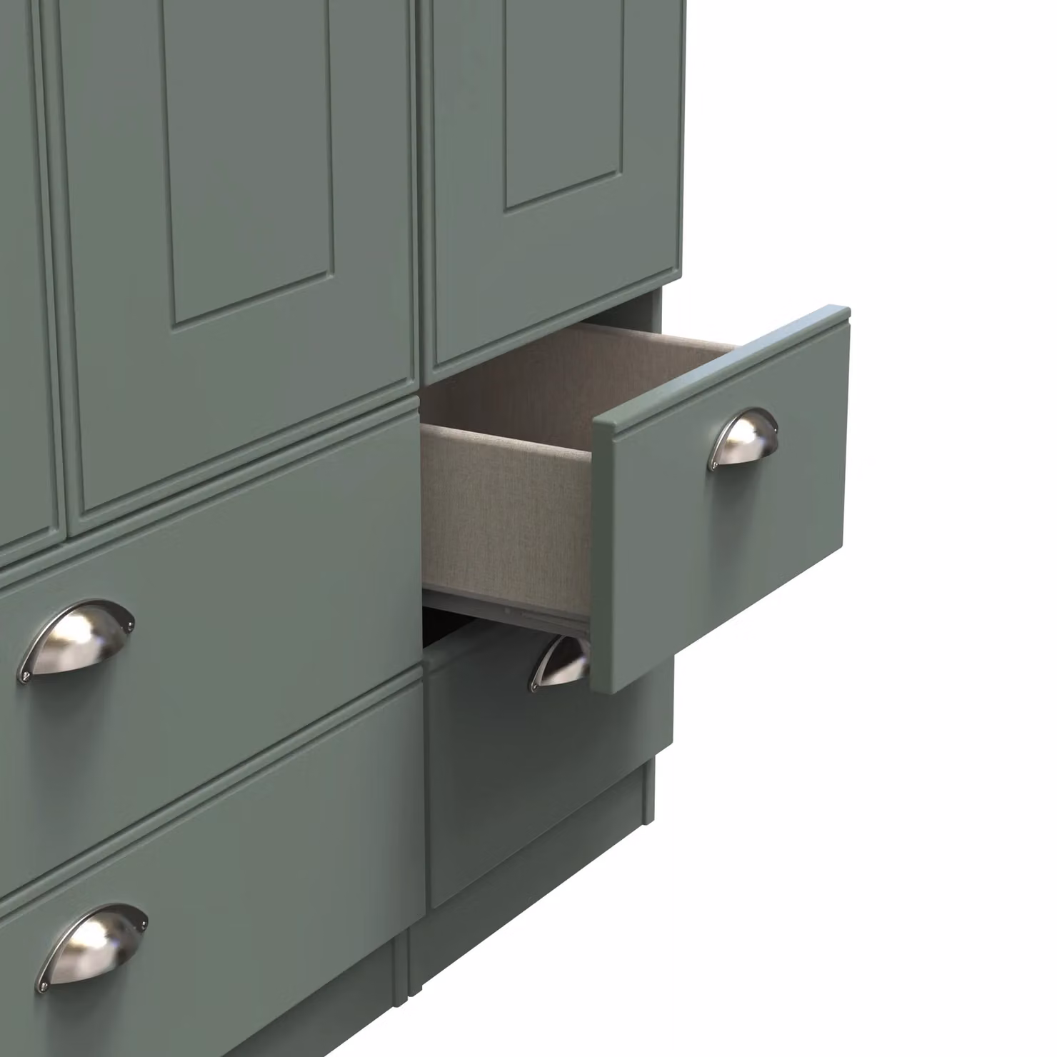2 U Albert Ready Assembled Triple Wardrobe with Three Drawers in Pale Green – 3