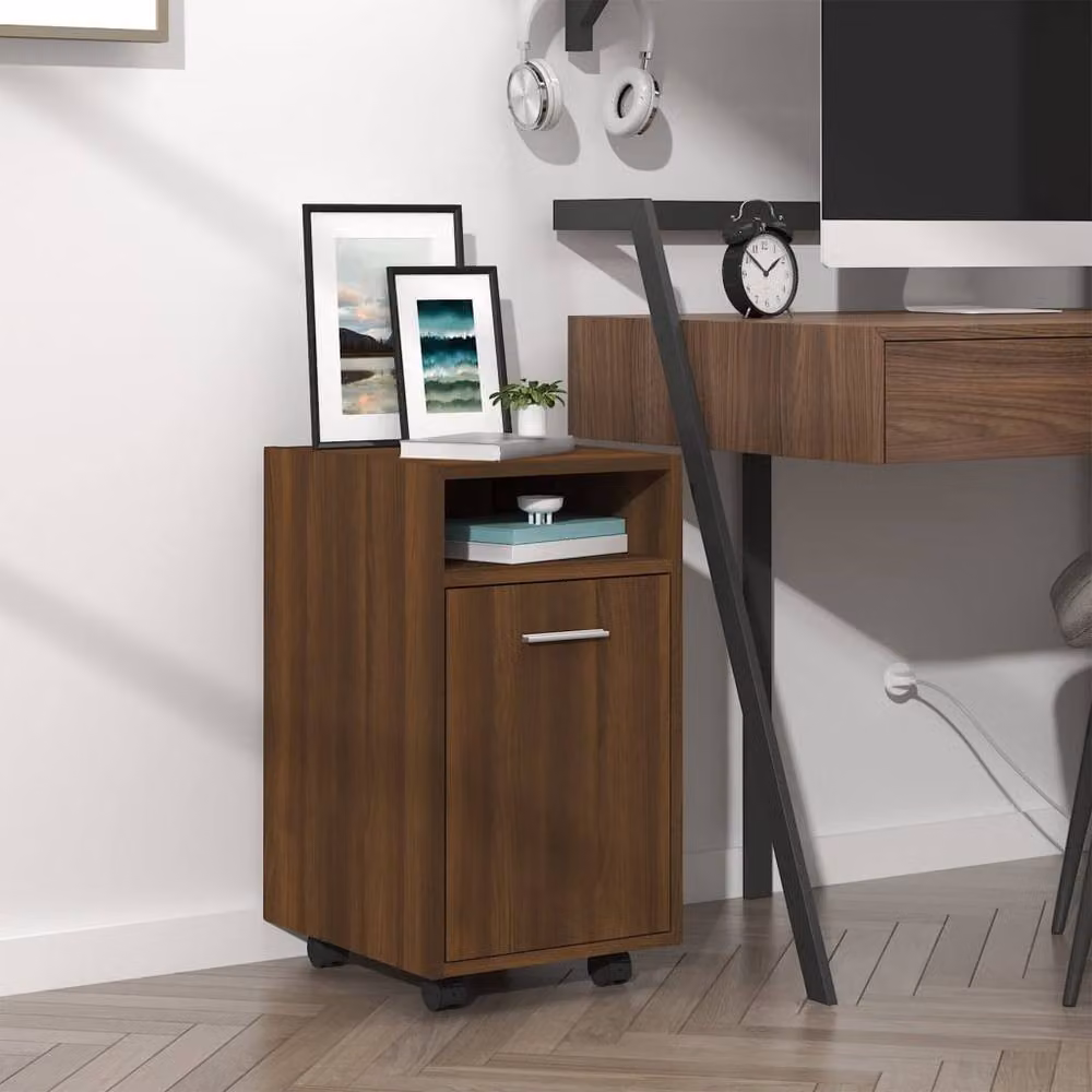 Berkfield Home Side Cabinet with Wheels in Brown Oak, W/D/H: 33 x 38 x 60 cm – 2