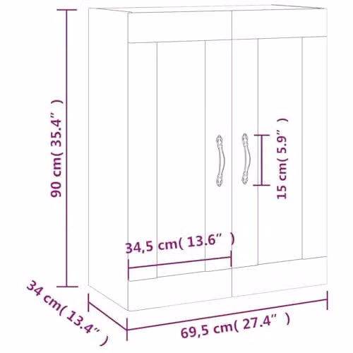 vidaXL Wall Mounted Storage Cabinet in Sonoma Oak with Hinged Doors for Living Room or Home Office – 3