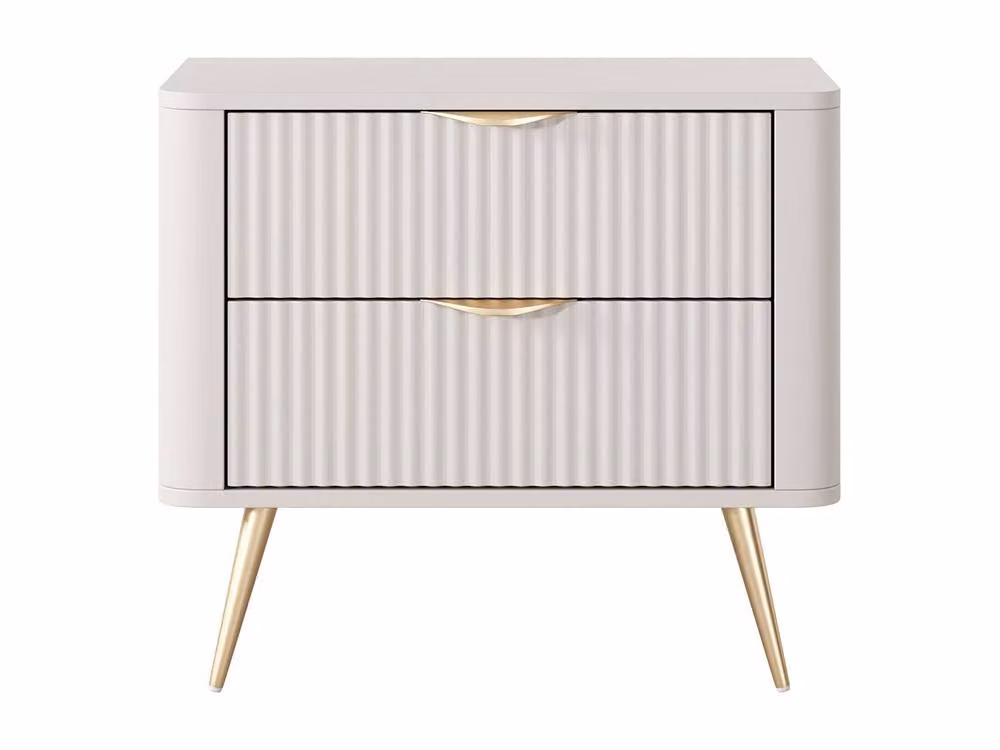 Vente-unique ELONARIA Bedside Table with 2 Drawers in Beige and Gold – 2