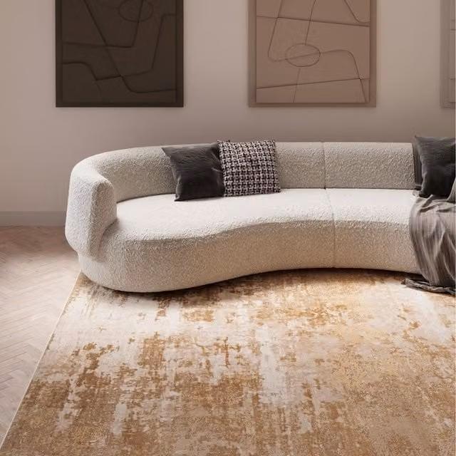 The Rug House Abstract Modern Living Area Rug in Beige, W: 170 cm, D: 120 cm