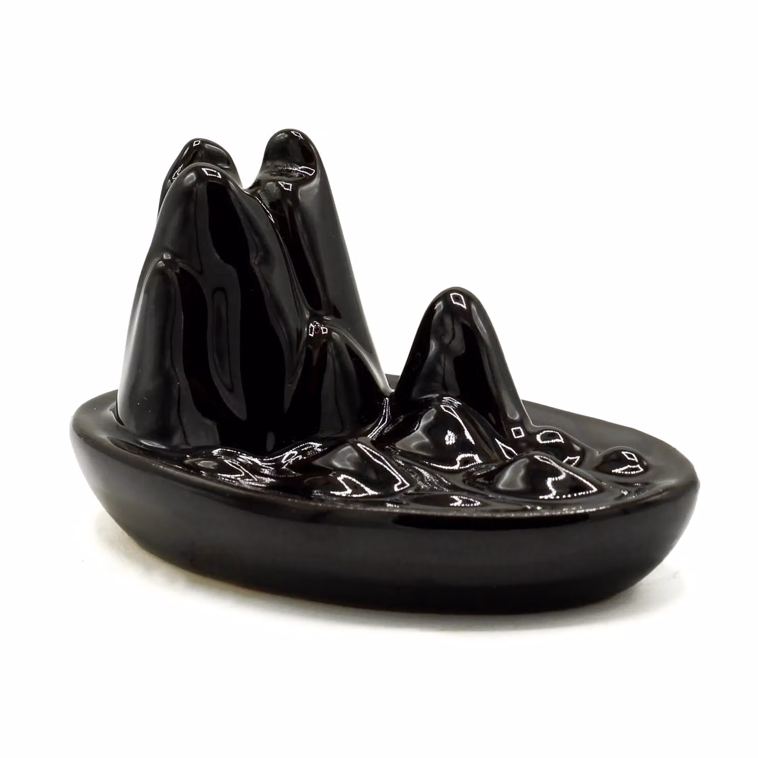 KDMD Ceramic Mini Mountain Backflow Incense Burner in Black – 2