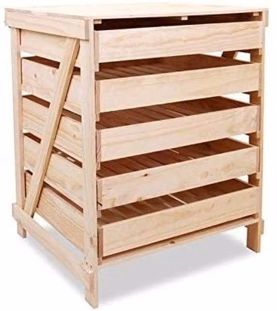 Primrose 5 Drawer Wooden Apple Storage Rack in Beige, W/D/H: 60 x 55 x 78 cm