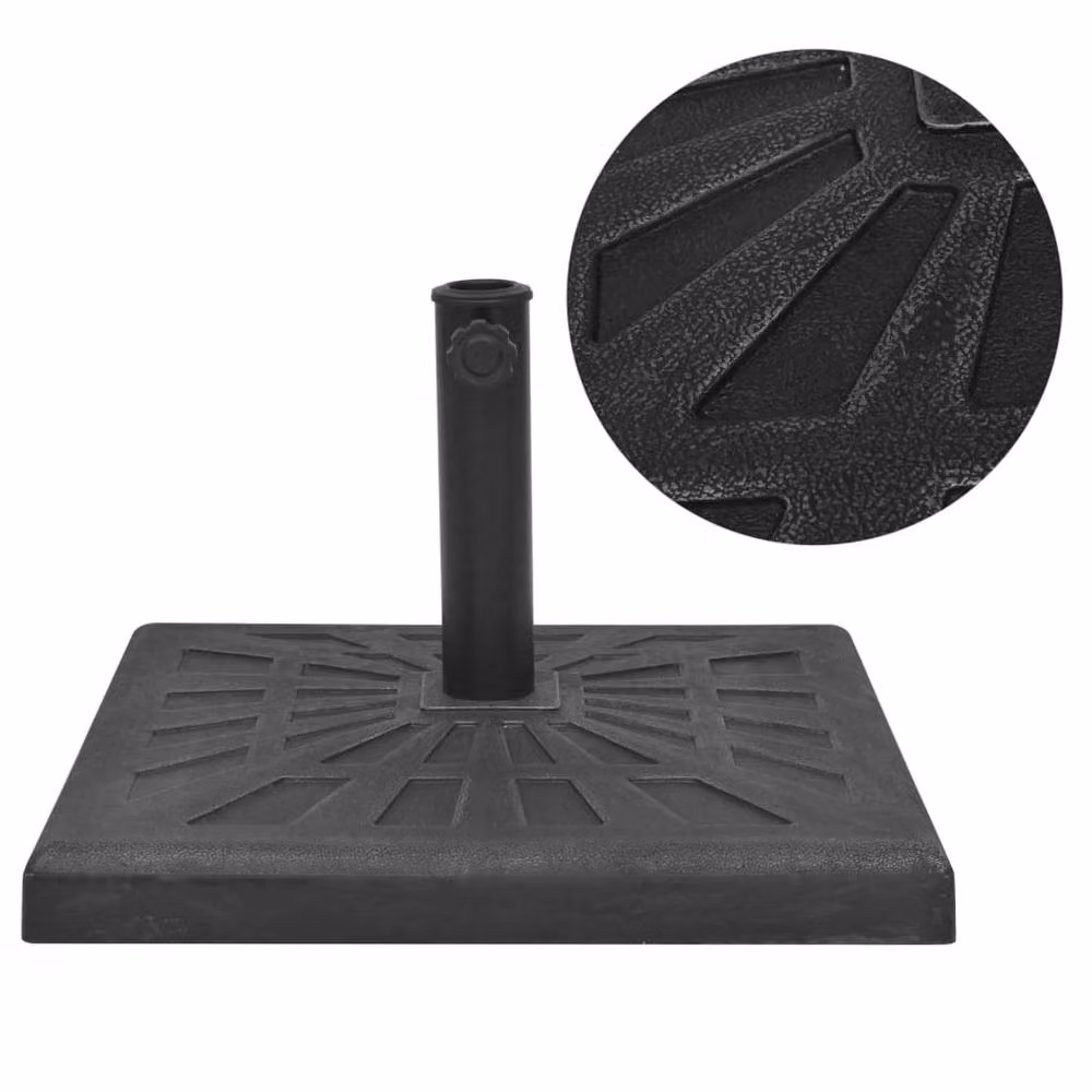 Berkfield Home Square Parasol Base in Black Resin, 19 kg – 2