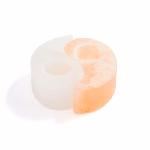 Myga Yin & Yang Himalayan Salt Tealight Holder in Pink, White and Orange – 1