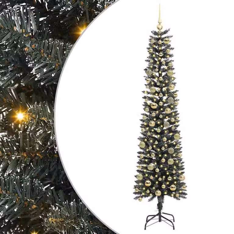 Berkfield Home Artificial Christmas Tree with 300 LEDs, Green, W/D/H: 58 x 58 x 210 cm