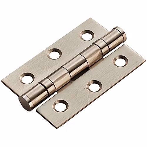 Loops Pair of Satin Nickel Plated Ball Bearing Butt Hinges for Interior Doors, Cabinets and Wardrobes, W/H/D: 76 x 51 x 2 mm, Silver