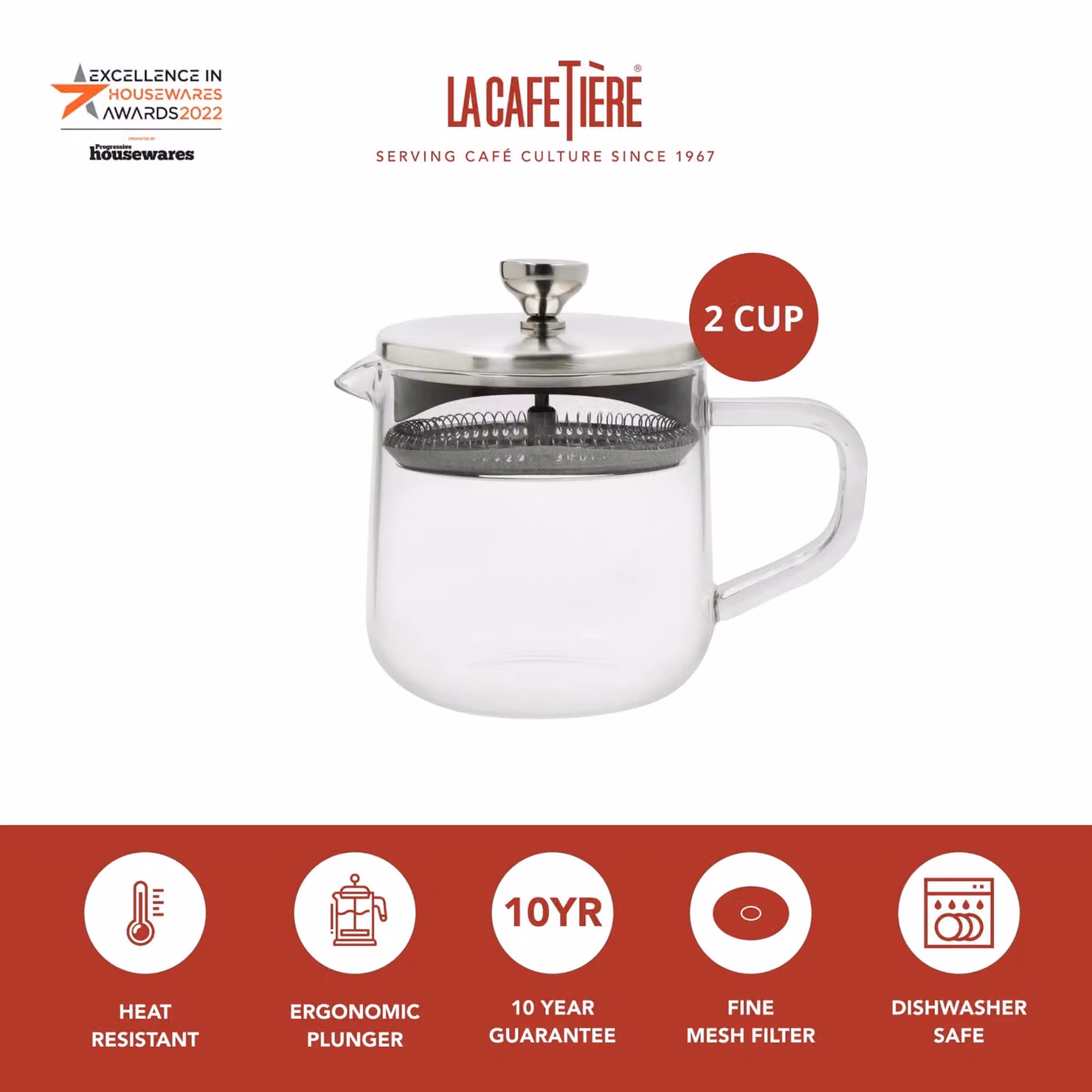 La Cafetiere Glass Teapot with Stainless Steel Infuser and Drip-Free Spout, 550ml, Transparent – 3