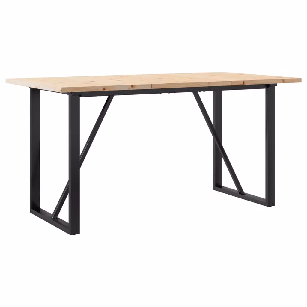 Berkfield Home O-Frame Rectangular Dining Table in Brown Solid Pine and Steel, W: 140 cm, D: 80 cm, H: 75.5 cm – 2
