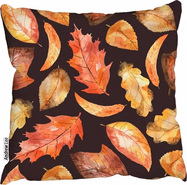 Andrew Lee Orange Hand Drawn Simple Floral Square Cushion, W/D/H: 60 x 60 x 1 cm