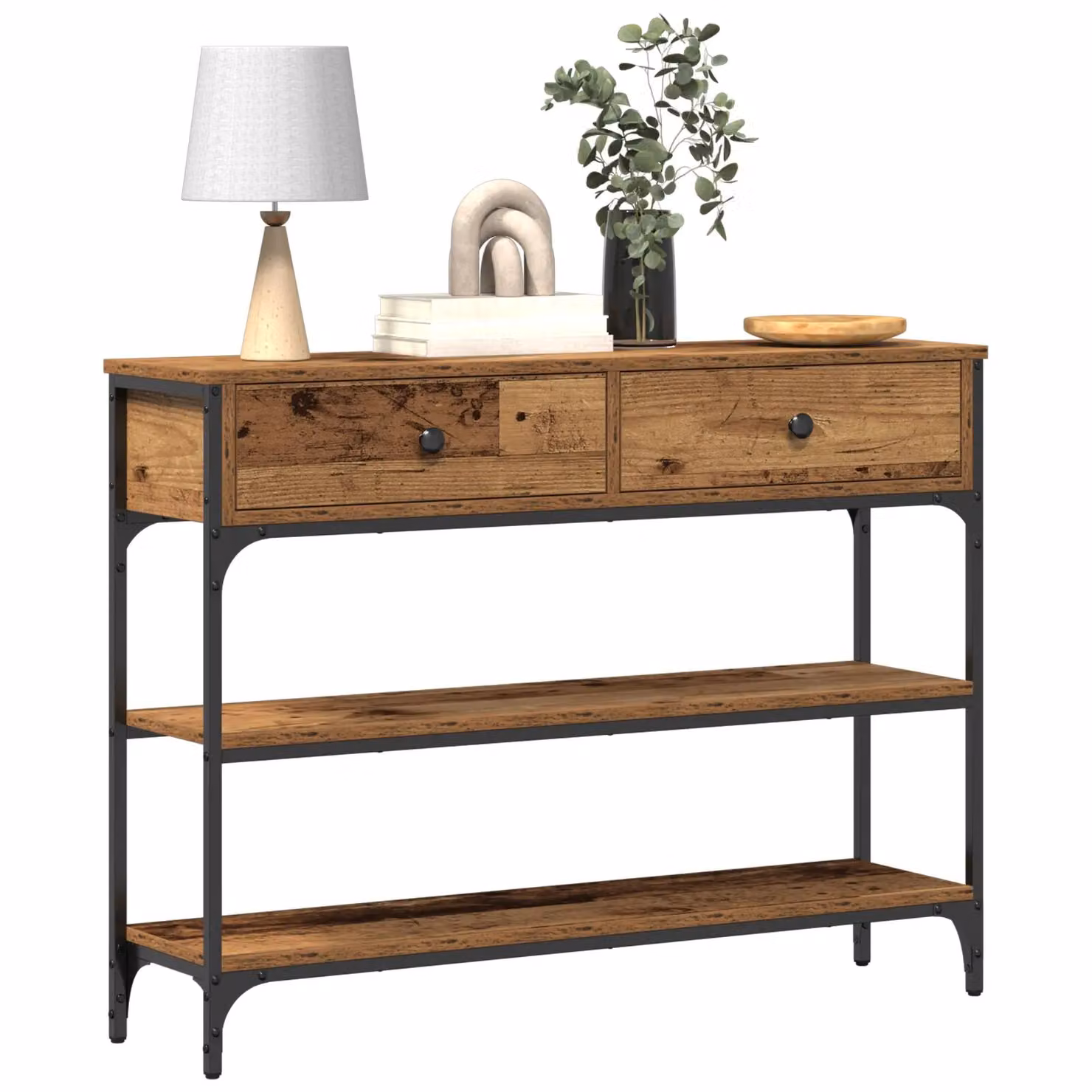 Berkfield Home Industrial Console Table in Brown, W/D/H: 100 x 25 x 75 cm – 3