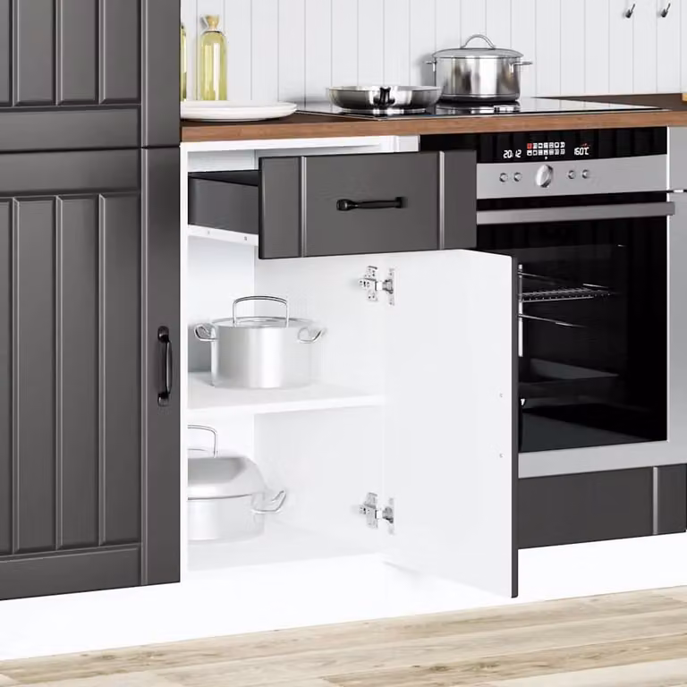 Berkfield Home Lucca Black Matt MDF Freestanding Kitchen Sink Base Cabinet