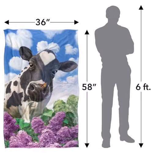 JQ Licensing Jlo Cow and Butterflies Garden Silky Touch Super Soft Fleece Throw Blanket, Multicolour, W: 91 cm, D: 147 cm – 2