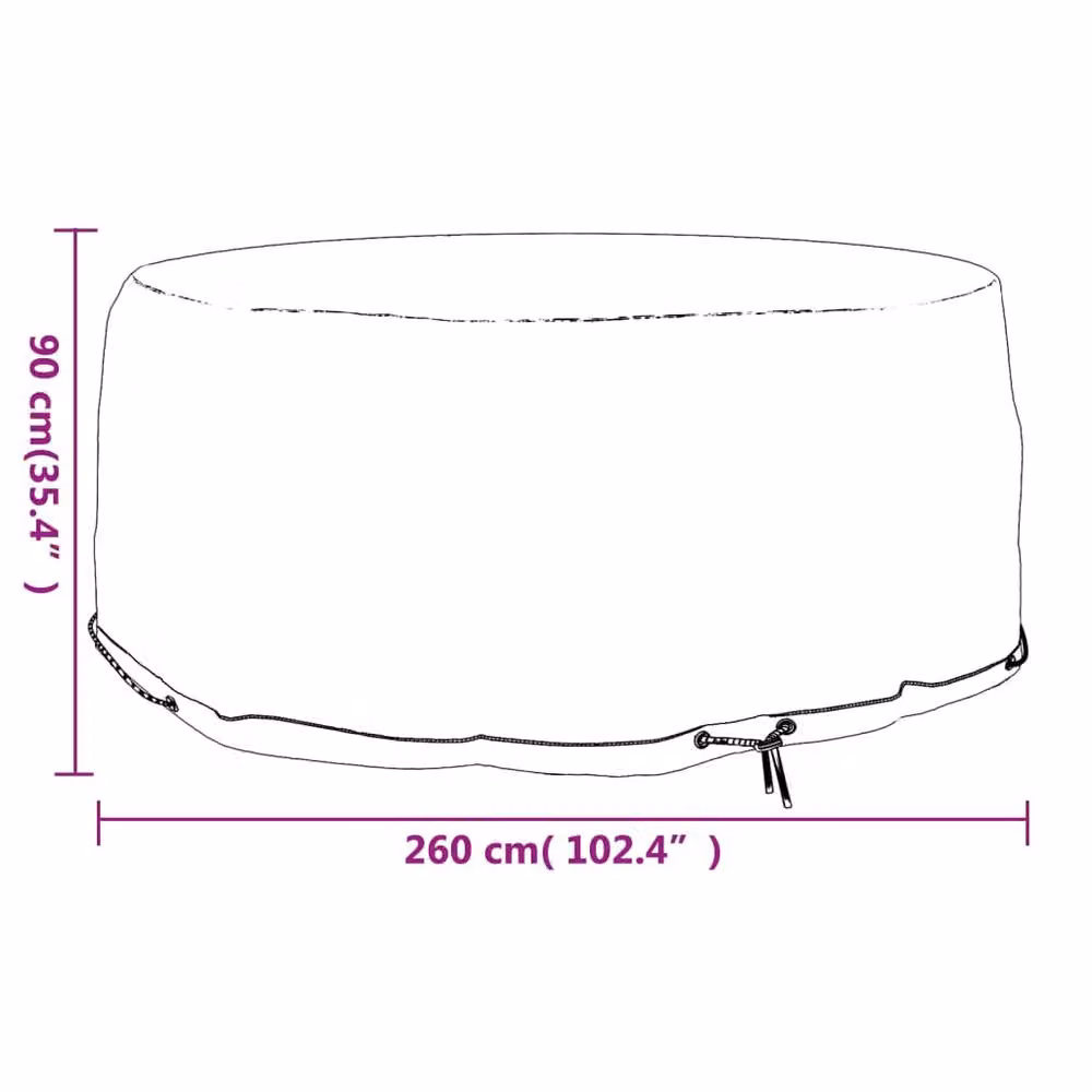 Berkfield Home Round Garden Furniture Cover with 10 Eyelets, Black, Diameter: 260 cm, Height: 90 cm – 5