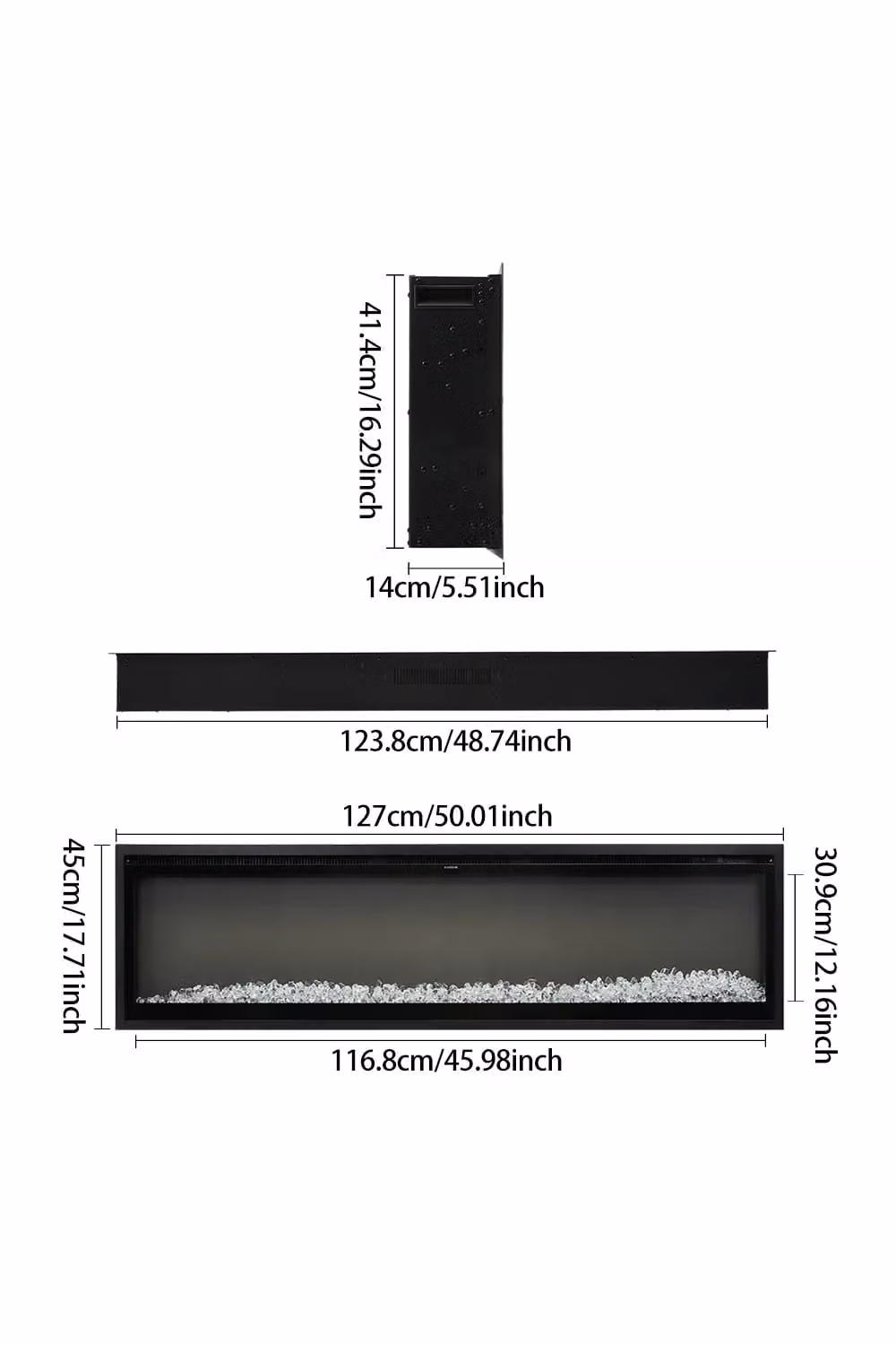 Living and Home 50 Inch Ultra Quiet Electrical Fireplace with Remote, Black – 4