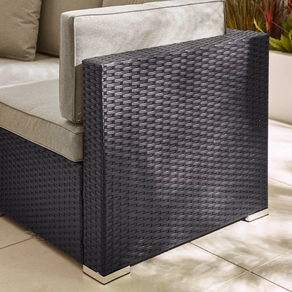 FurnitureboxUK Orlando 10 Seat Modular Outdoor Garden Rattan Sofa Set in Black – 5