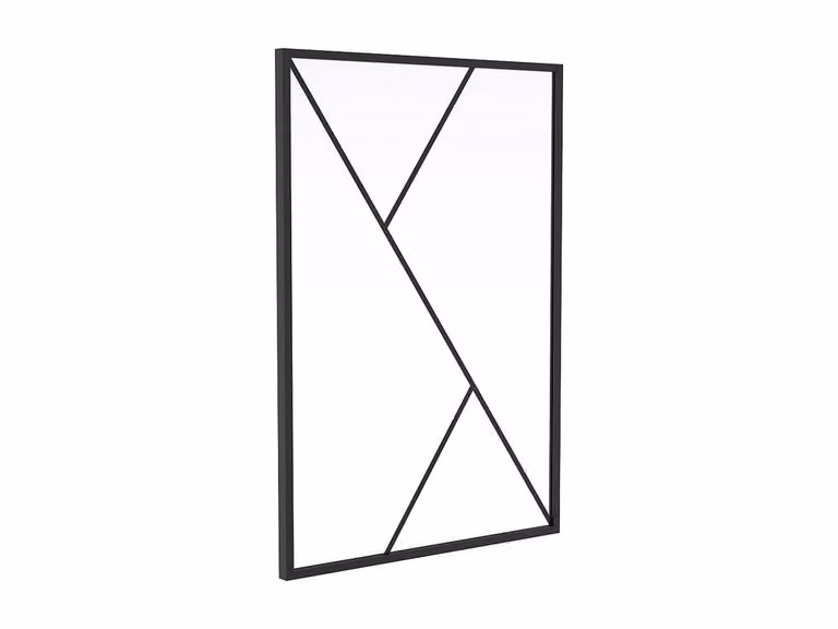 Vente-unique Asymmetric Powder-Coated Aluminium and Glass Partition, Black, W: 90 cm, H: 130 cm