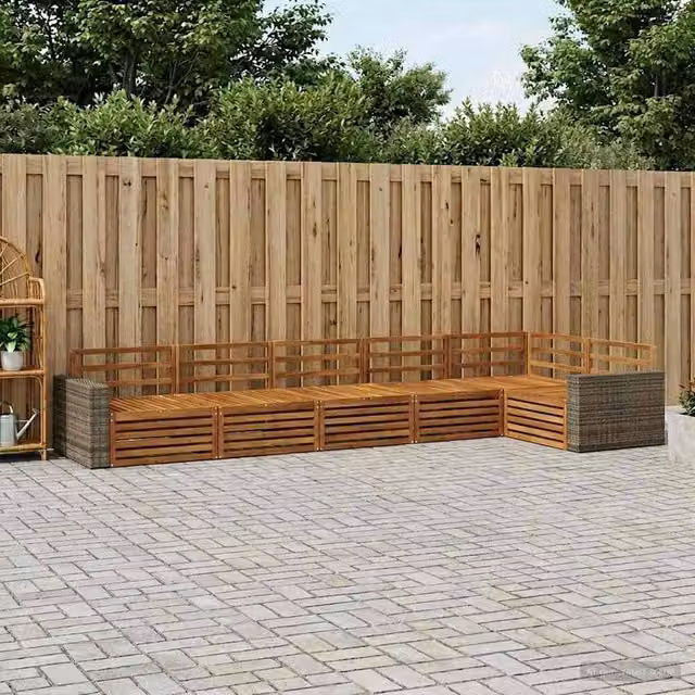 Berkfield Home 6-Piece Outdoor Sofa Set in Brown, W/D/H: 402 x 172.5 x 73 cm – 1