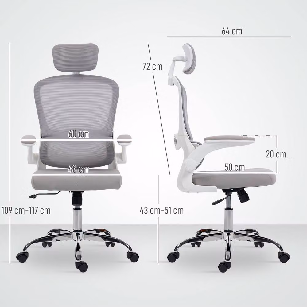 STILVORA Ergonomic Fabric Office Chair with Headrest and Armrests in Grey – 2