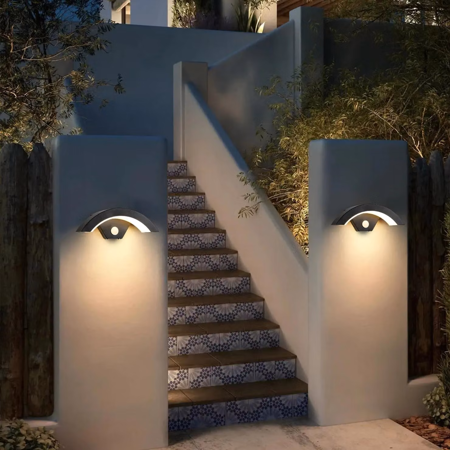 COMELY 24W LED Outdoor Wall Light with Motion Sensor, IP65 Waterproof, Warm White 3000K, Black – 3
