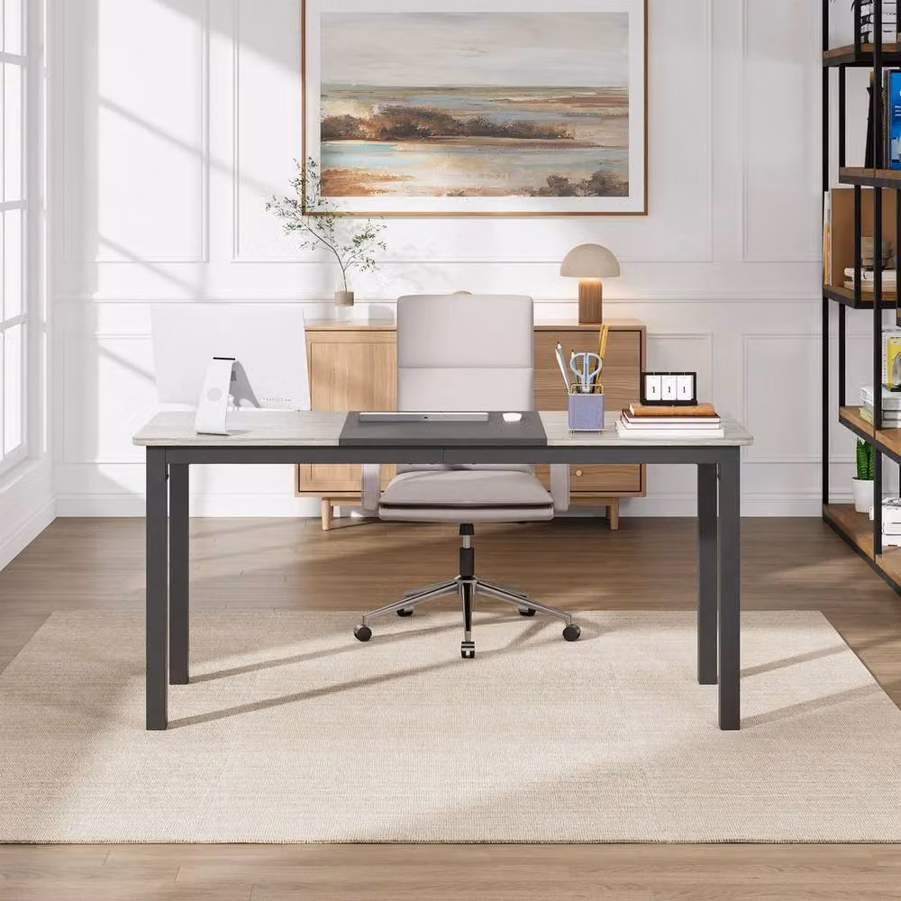 VOGREX Multi Purpose Gaming, Office or Dining Desk in Grey, W/D/H: 120 x 60 x 75 cm – 2