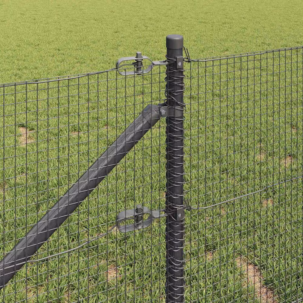 Berkfield Home Modern Welded Wire Fence with 13 Spike Posts, Grey Steel – 3