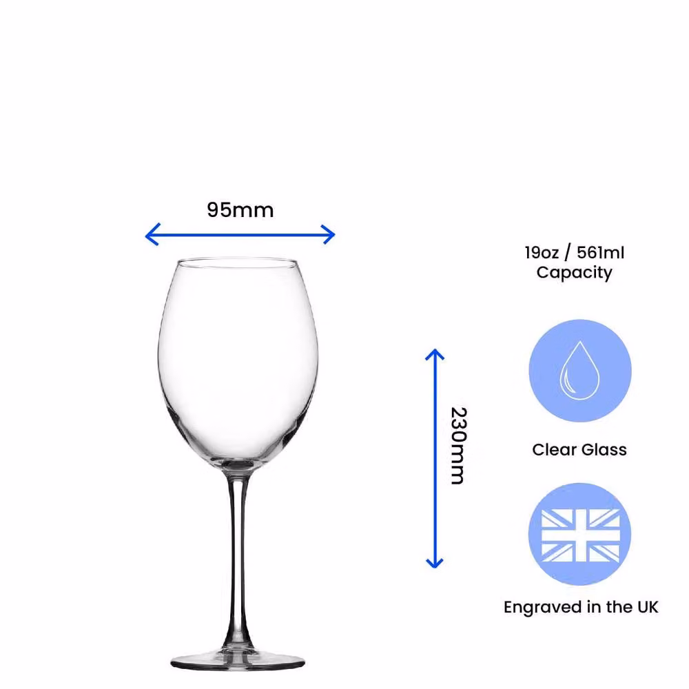 Uniqueful Personalised Engraved Enoteca Wine Glass with Name and Crown, 562 ml, Clear – 2