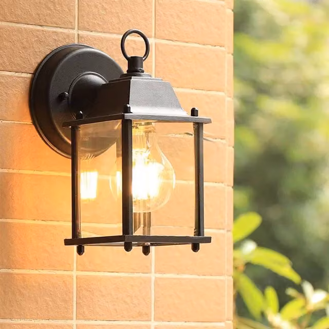 KORVIXA Black Classic Coach Lantern Wall Light with Warm White LED, Diameter: 25 cm, Height: 19 cm