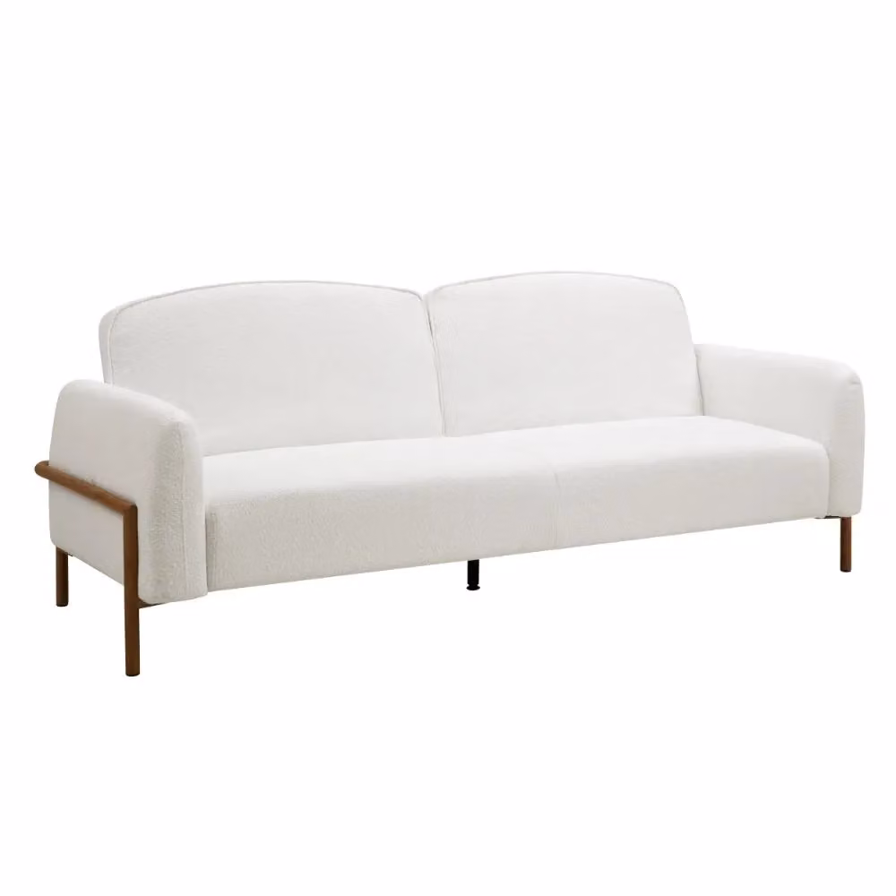 Home Detail Kale 3 Seater Click Clack Sofa Bed in White Bouclé Fabric, W/D/H: 218 x 140 x 84 cm – 2