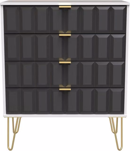 Metro 2 U 4 Drawer Chest in Dark Grey and Gold, Ready Assembled – 1