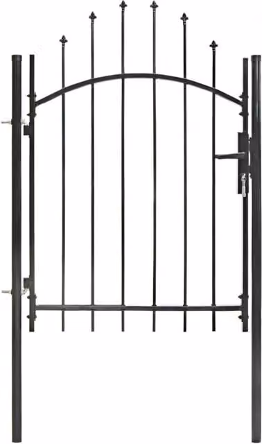 Berkfield Home Black Steel Swing Garden Gate W: 100 cm, H: 175 cm