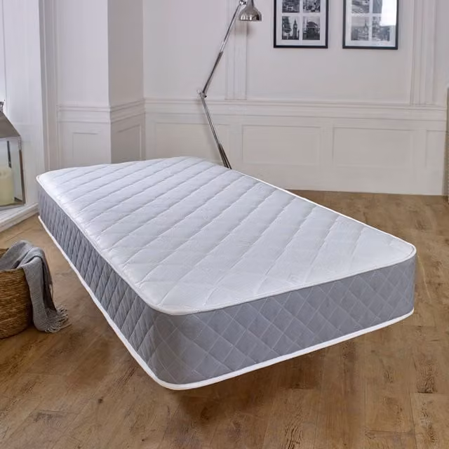 eXtreme Comfort Ltd Cooltouch Essentials Grey Diamond Junior Bonell Spring Mattress, White, Depth: 18 cm