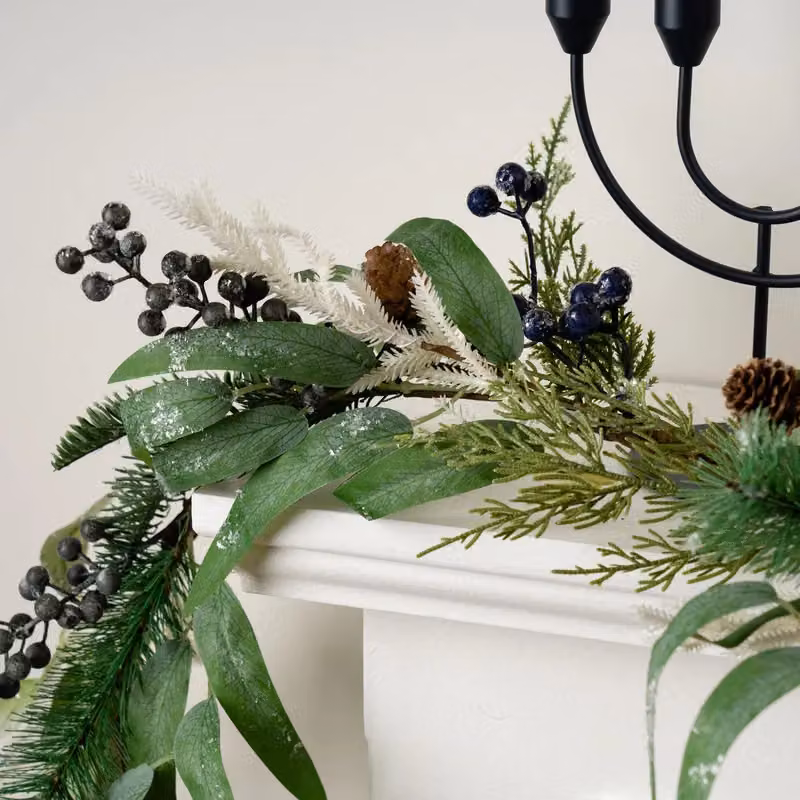 Scottish Everlastings Ltd 180cm Blueberry and Pine Garland in Blue, Green and White – 2
