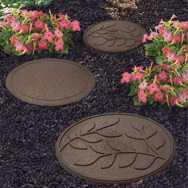 Garden Gear Reversible Eco-Friendly Rubber Stepping Stone Leaves in Grey and Brown