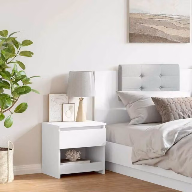 Berkfield Home Elegant Bedside Cabinet in White, W/D/H: 40 x 30 x 39 cm – 1