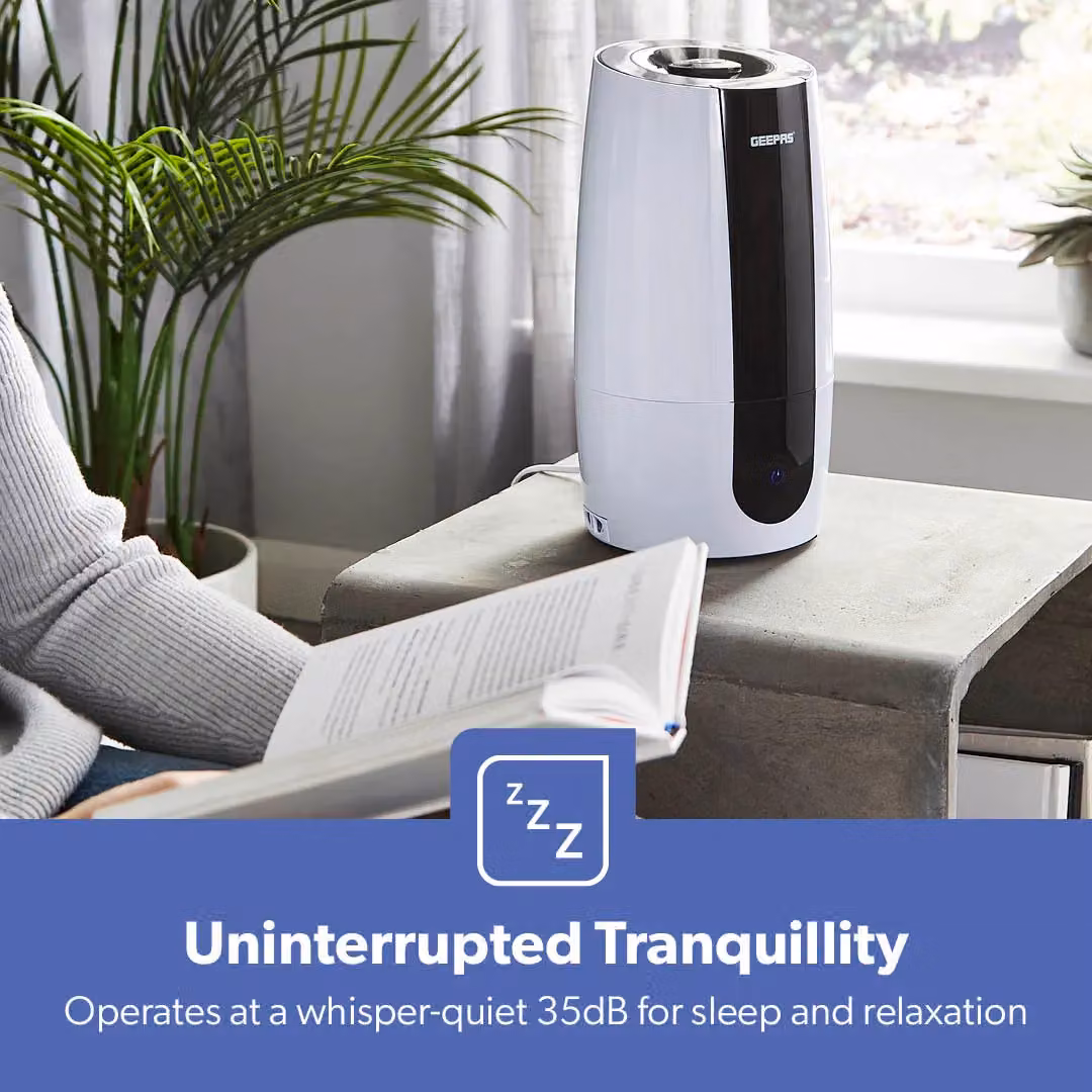 Geepas 2.6L Top Fill Cool Mist Humidifier with Aroma Tray in White – 3