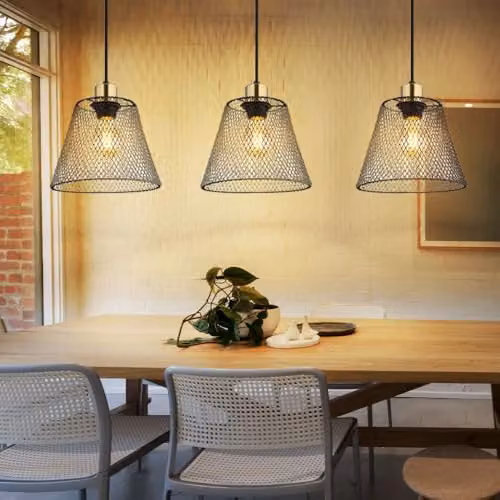 Netlighting Baku Bar Pendant Ceiling Light in Black and Gold/Brass with 3x E27 Bulbs – 4
