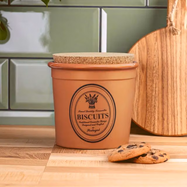 Orsina Porto Ceramic Biscuit Canister with Cork Lid in Brown